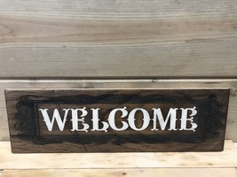  CUSTOM LASER ENGRAVED RECLAIMED FLOORING PLANK WELCOME SIGN